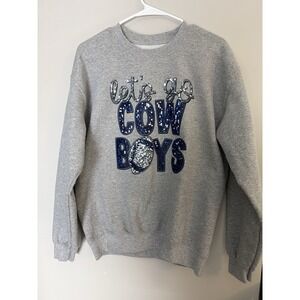 Dallas Cowboys "Let's Go Cowboys" Sequin Sweatshirt Gray,  Medium